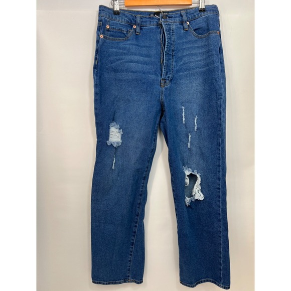 Bbj Denim - BBJ Los Angeles Medium Ripped Wash High Rise Jeans Womens Size 13/31